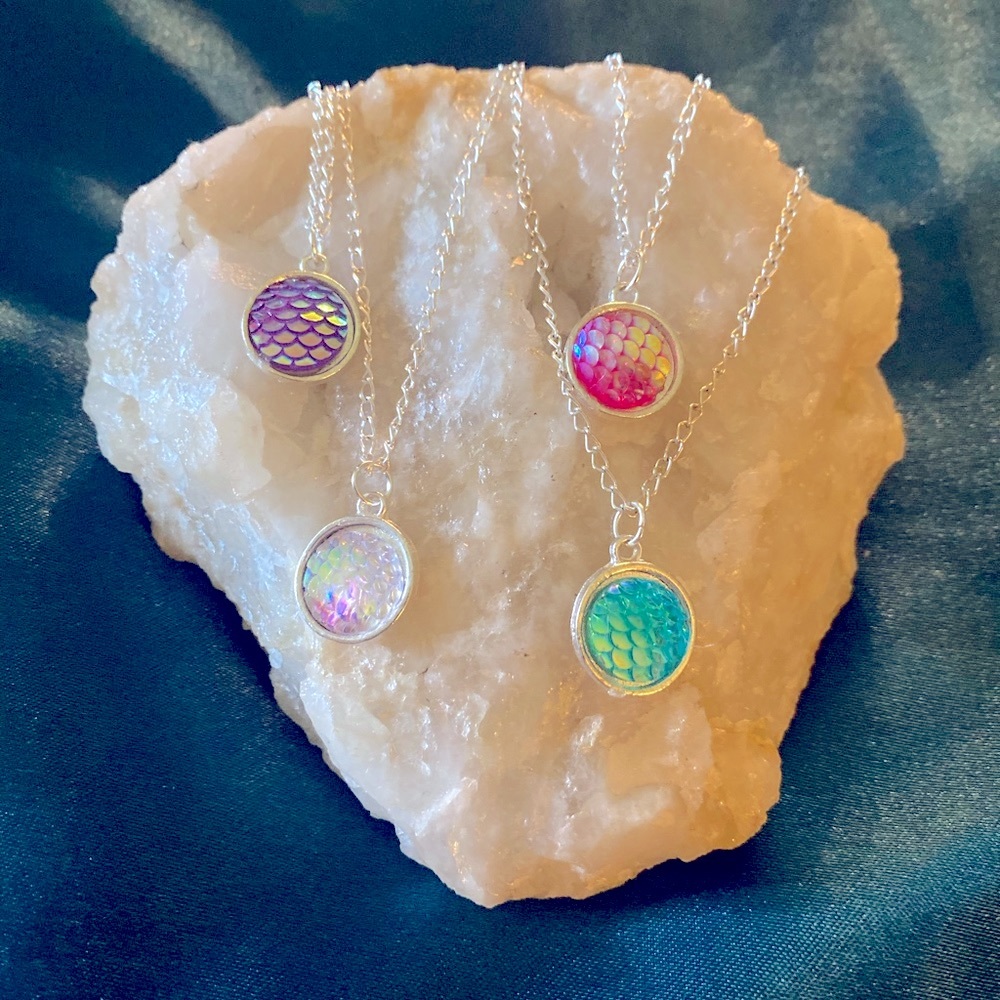 Mermaid Scale Glass‎ Pendant Earrings